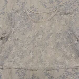 SHEIN White Star Mesh Short Sleeve Top
